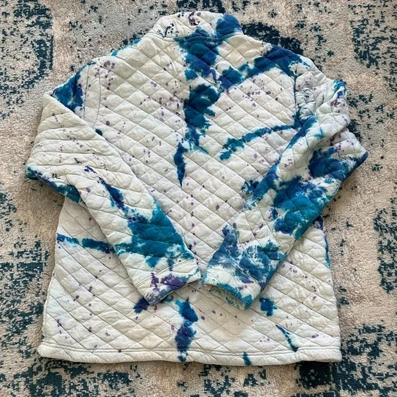 Vineyard Vines Purple and Blue Quilted Pullover tie dye half zip medium cute - Picture 6 of 7